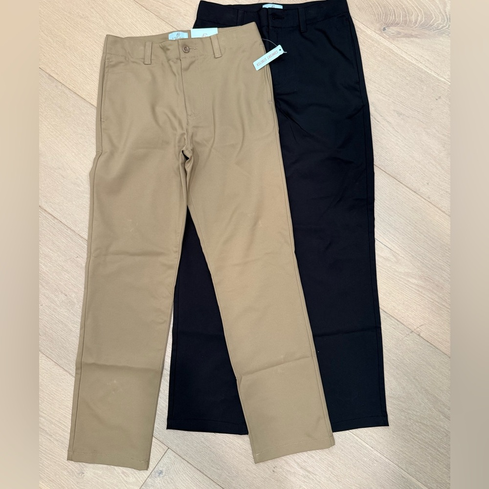 2 pair Big Boys Modern-Fit Comfort Stretch Synthetic Pants Size 12